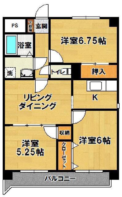 フレンズ洞峰(3DK/6階)の間取り写真