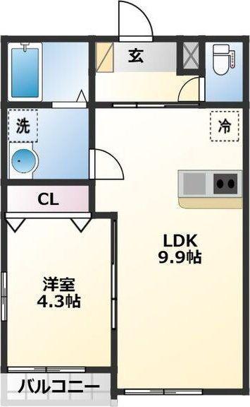 GRAN PREMIERE一本杉(1LDK/2階)の間取り写真