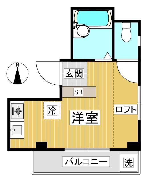 草間ビル(ワンルーム/3階)の間取り写真