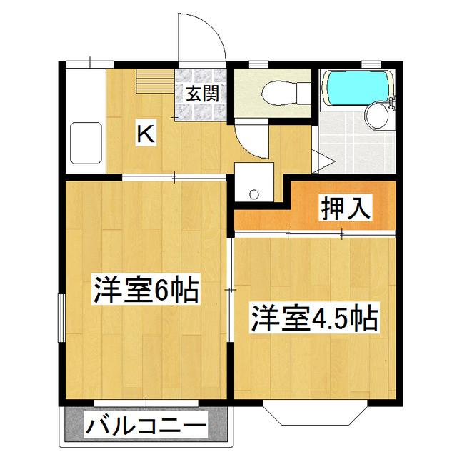 ルグランつくば(2K/2階)の間取り写真