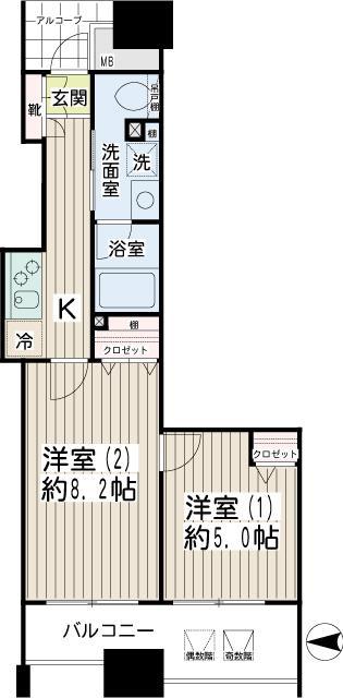 エクセル川崎ウエスト(2K/4階)の間取り写真