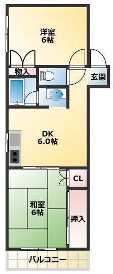 シャルマン大洋II(2DK/4階)の間取り写真