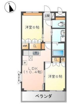 ランドマーク曙 弐番館(2LDK/1階)の間取り写真