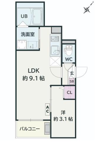 JACK IMANARII(1LDK/2階)の間取り写真
