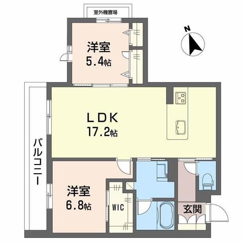 シャーメゾン オークルート五位堂(2LDK/2階)の間取り写真