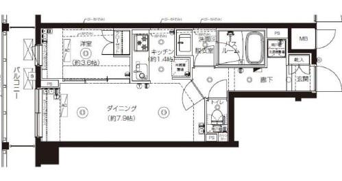 ZOOM上板橋(1LDK/4階)の間取り写真