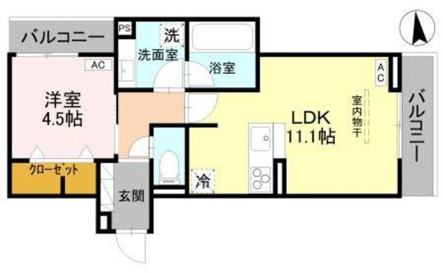 D-ROOM元横山(1LDK/2階)の間取り写真
