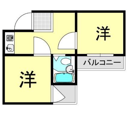 アメニティ東神戸(2K/1階)の間取り写真