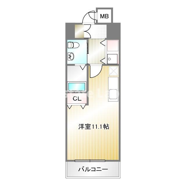 カスタリア三宮(ワンルーム/15階)の間取り写真