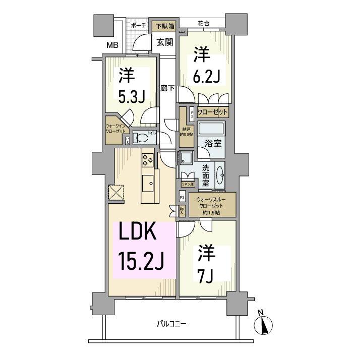 コットンハーバータワーズベイウエスト(3LDK/10階)の間取り写真