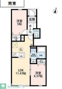 リーブルファイン足立辰沼(2LDK/1階)の間取り写真