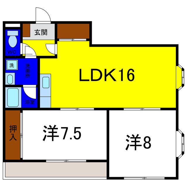 ルミエール大協(2LDK/3階)の間取り写真