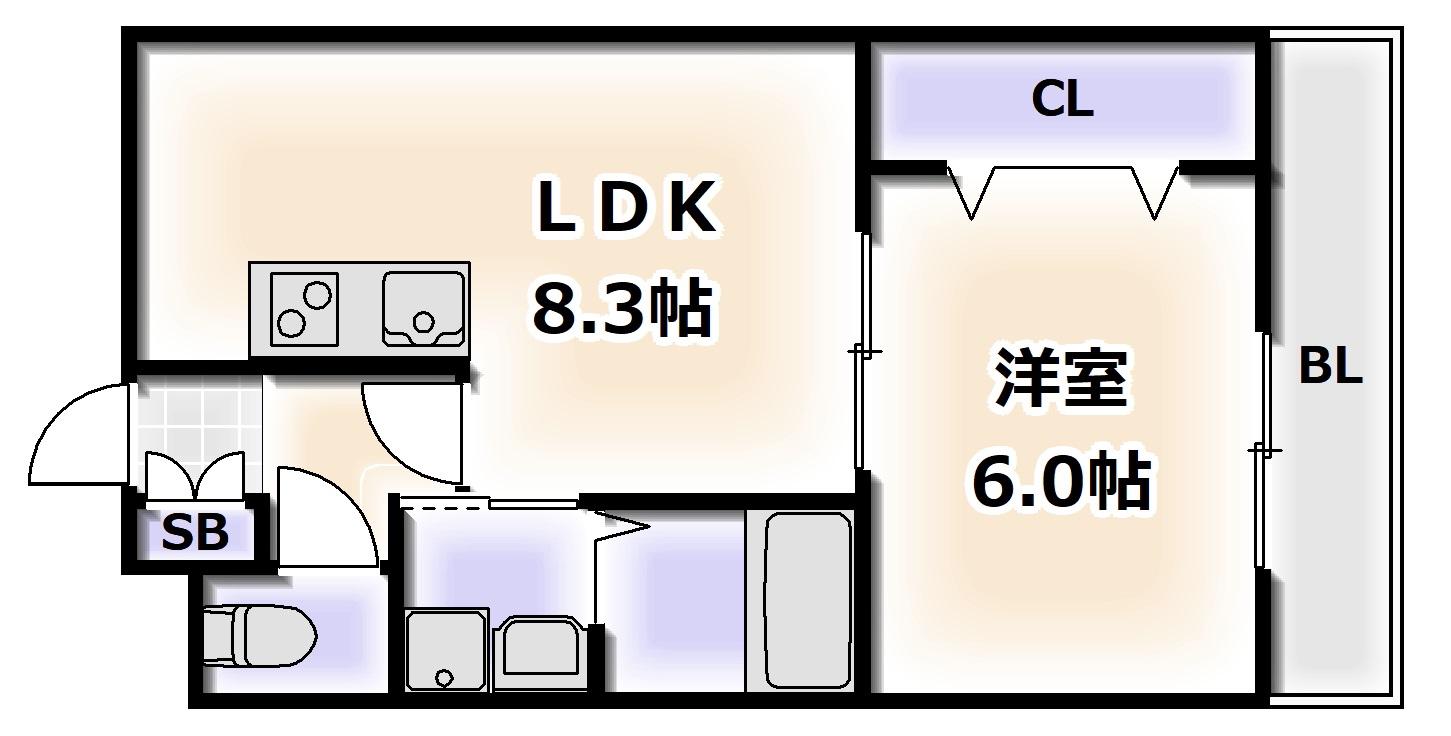 エクセル天王寺(1LDK/10階)の間取り写真