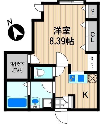 RISE ISLAND(1K/1階)の間取り写真