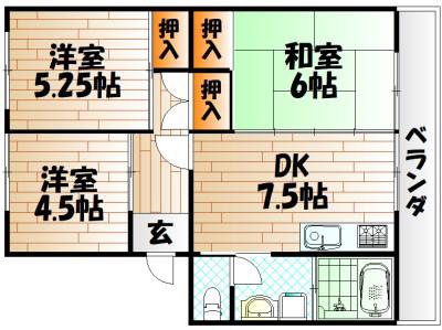 第二ACビル(3DK/2階)の間取り写真