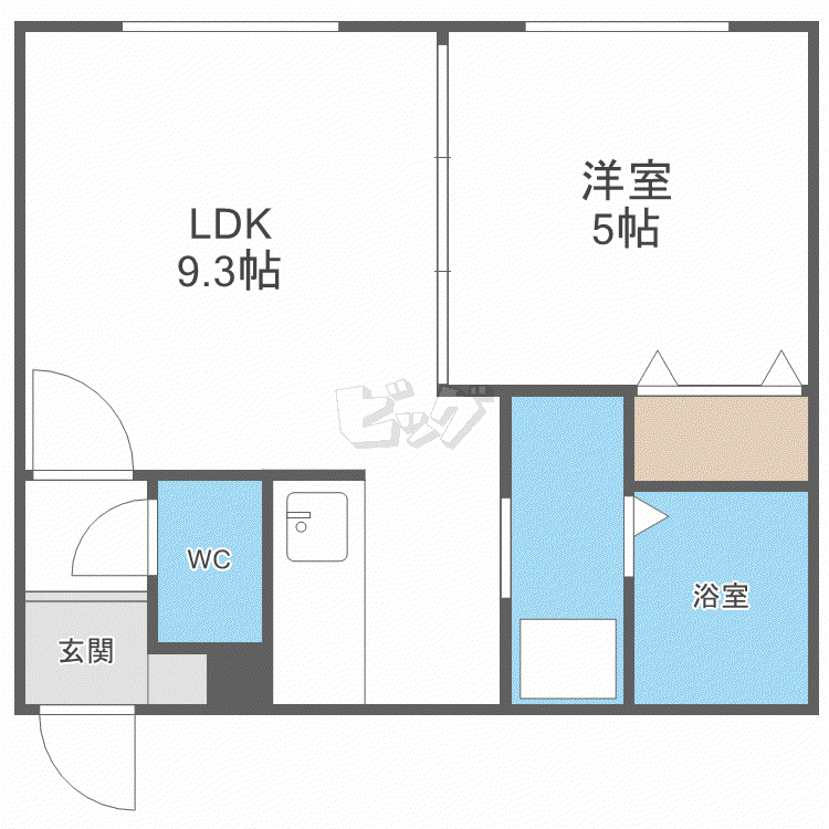 リヴィエール医大前(1LDK/1階)の間取り写真