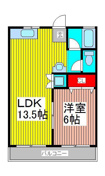 スズキハイツB棟(1LDK/1階)の間取り写真