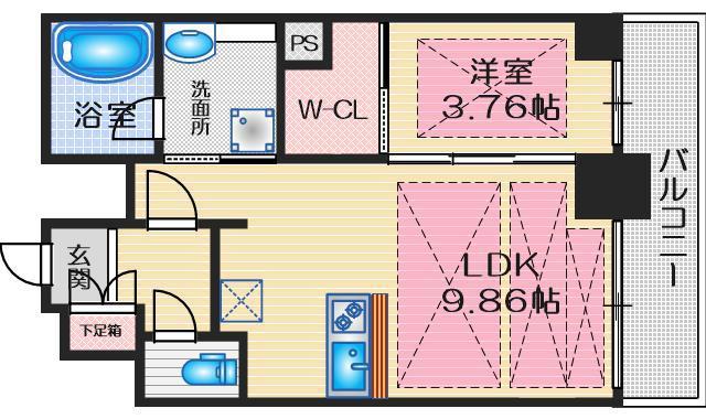 ノルデンタワー江坂プレミアム(1LDK/7階)の間取り写真