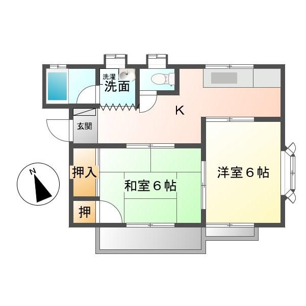 ピーチパレスA(2K/1階)の間取り写真