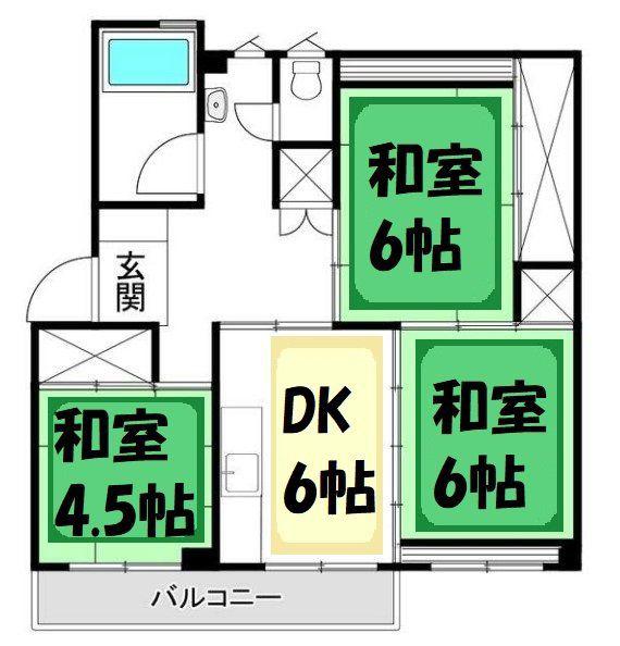 武里団地5-5(3DK/1階)の間取り写真