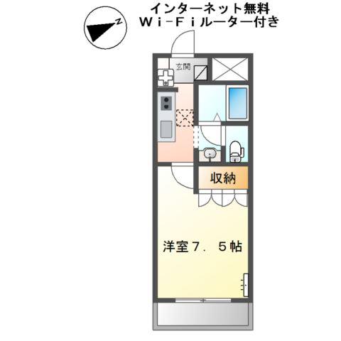 カサミラドールクレマ(1K/1階)の間取り写真