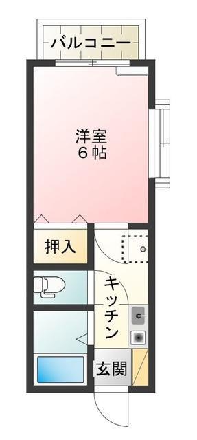 リファインド調布B(1K/1階)の間取り写真