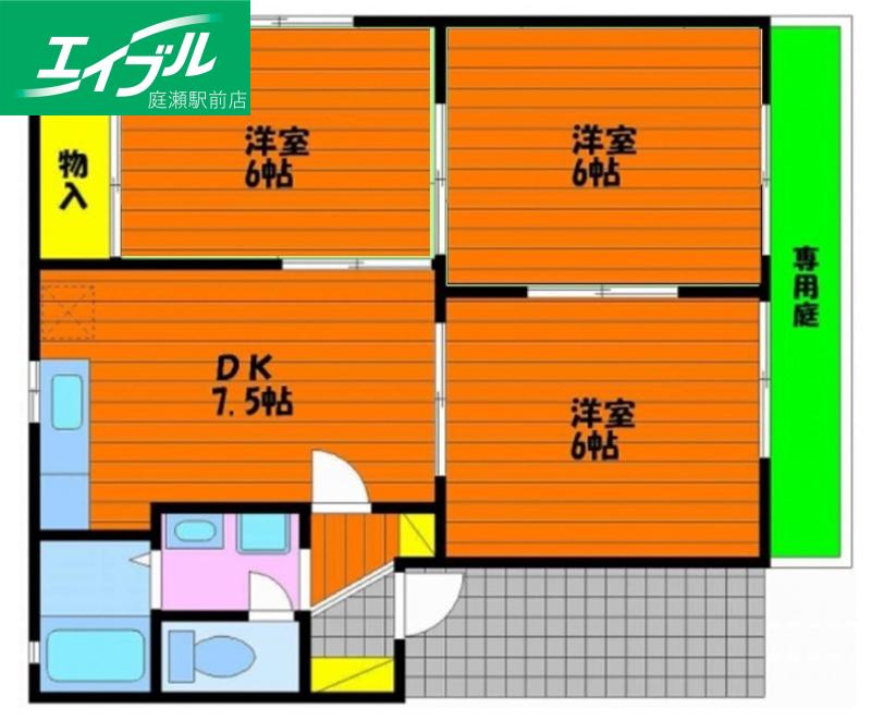 ディアスフィールドC(3DK/2階)の間取り写真
