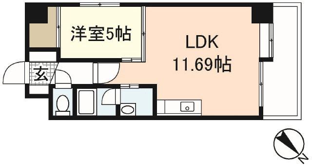 原南ビル(1LDK/5階)の間取り写真