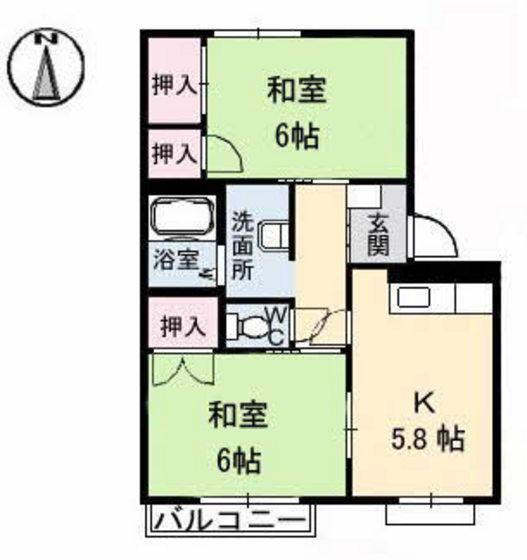 メゾン海老園B棟(2K/1階)の間取り写真