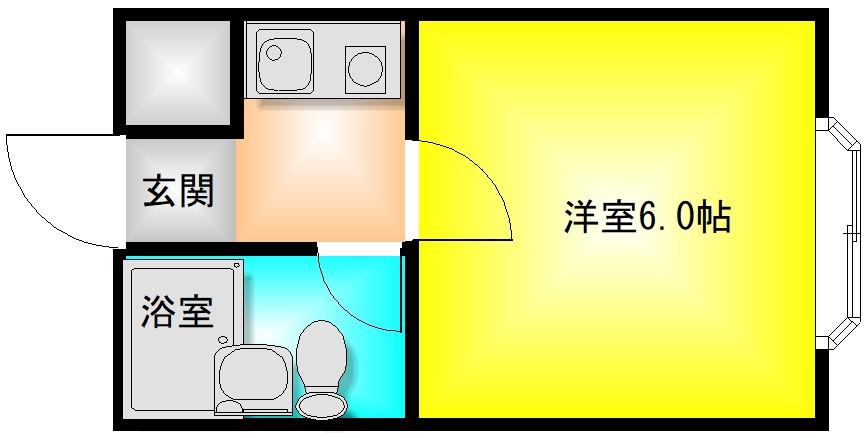 ロイヤル柏原(1K/3階)の間取り写真