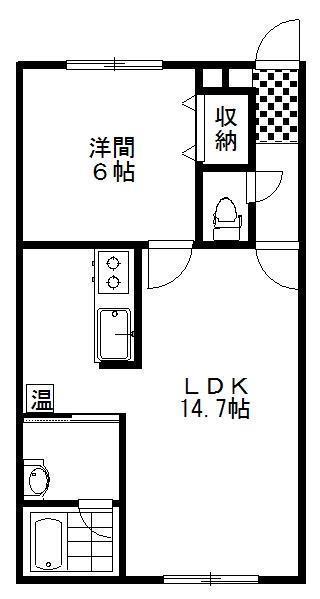 ＪＲ根室本線 釧路駅 バス乗車時間：31分 最寄りバス停で下車 徒歩5分 2階建 築16年(1LDK/2階)の間取り写真
