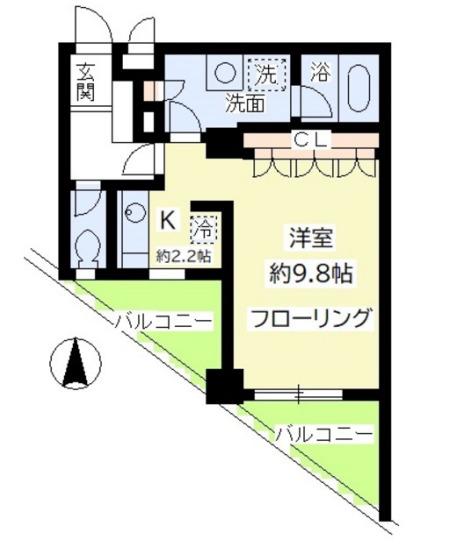 エルカスティージョ ムサシ(1K/2階)の間取り写真