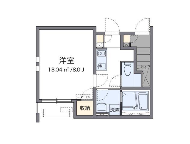 クレイノショコラーデ(1K/1階)の間取り写真