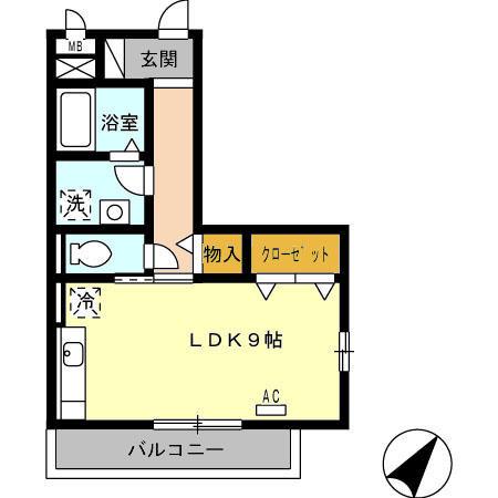 リフレさつき(ワンルーム/3階)の間取り写真