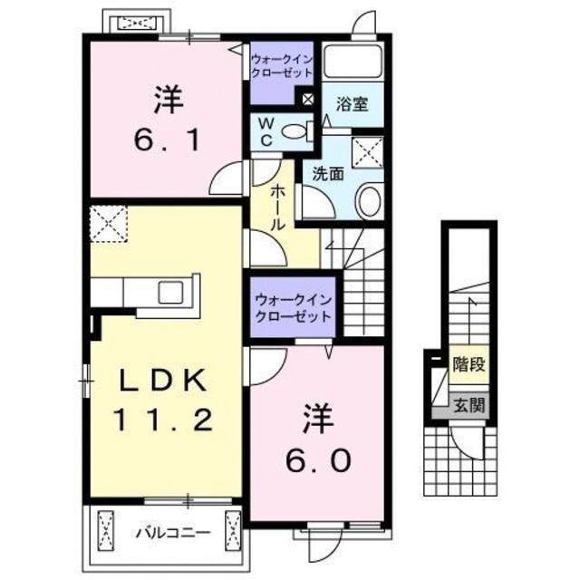 モントレゾール(2LDK/2階)の間取り写真
