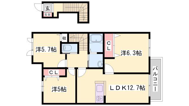 MASTCOURT加古川南(3LDK/2階)の間取り写真