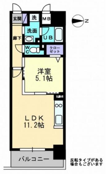 アルファレガロ西古松(1LDK/3階)の間取り写真