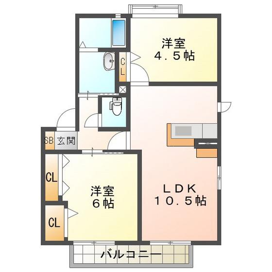 CEST LA VIE日南 B C(2LDK/1階)の間取り写真