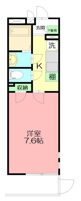 クレイノソラーレ平塚(1K/3階)の間取り写真