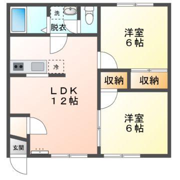 Mハイツ中島2(2LDK/2階)の間取り写真