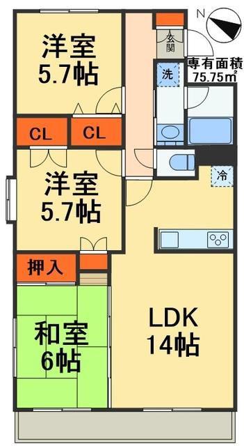 PLAZA696(3LDK/1階)の間取り写真