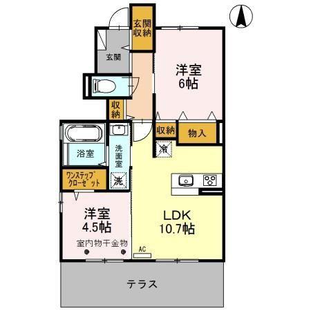 オルキスE(2LDK/1階)の間取り写真