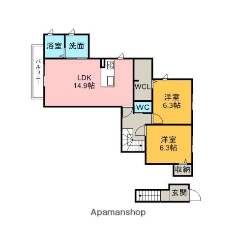 パールフォレスト(2LDK/2階)の間取り写真