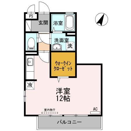 リファルジェント泉D棟(ワンルーム/2階)の間取り写真