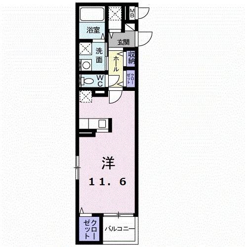 セレノ カーサ(ワンルーム/2階)の間取り写真