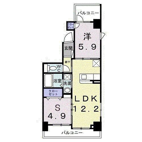 レパラール関口(2LDK/3階)の間取り写真