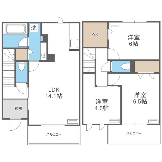 D-ROOMサンライズ B(3LDK/1階)の間取り写真