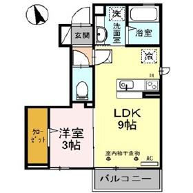 ファミィーユK(1LDK/1階)の間取り写真