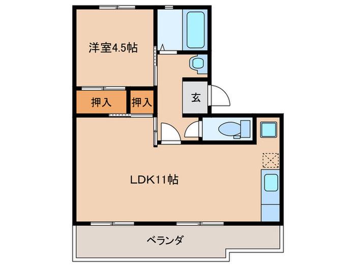 ハイツカームネス(1LDK/4階)の間取り写真