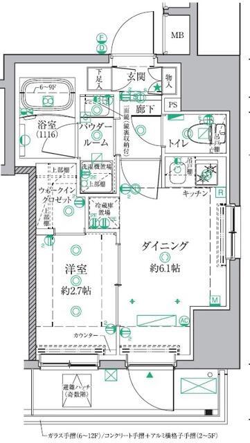 クレイシアIDZ板橋本町アーバンレジデンス(1DK/6階)の間取り写真